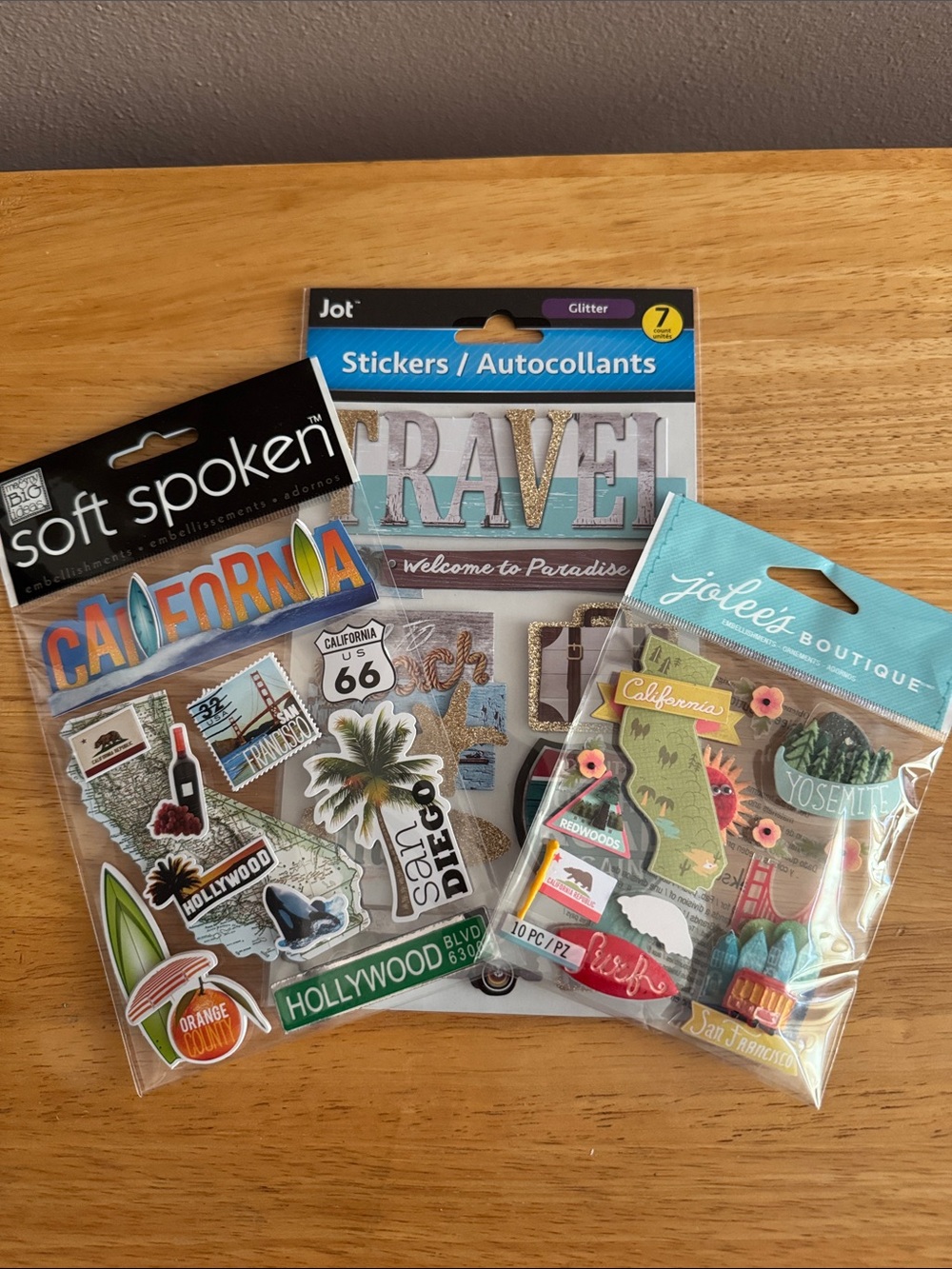 Jolee's Boutique & Jot California Travel Sticker Pack - Blue, Silver, Gold